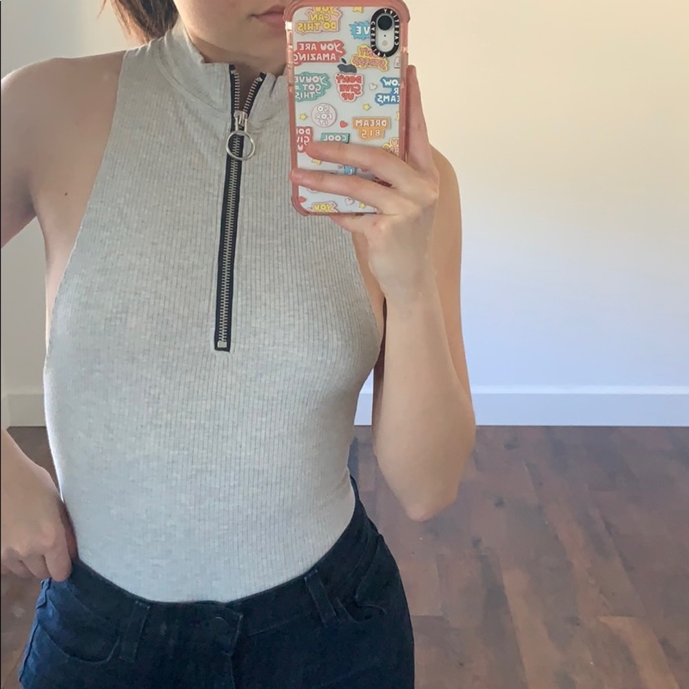 Out from Under Tank Zip Up Bodysuit